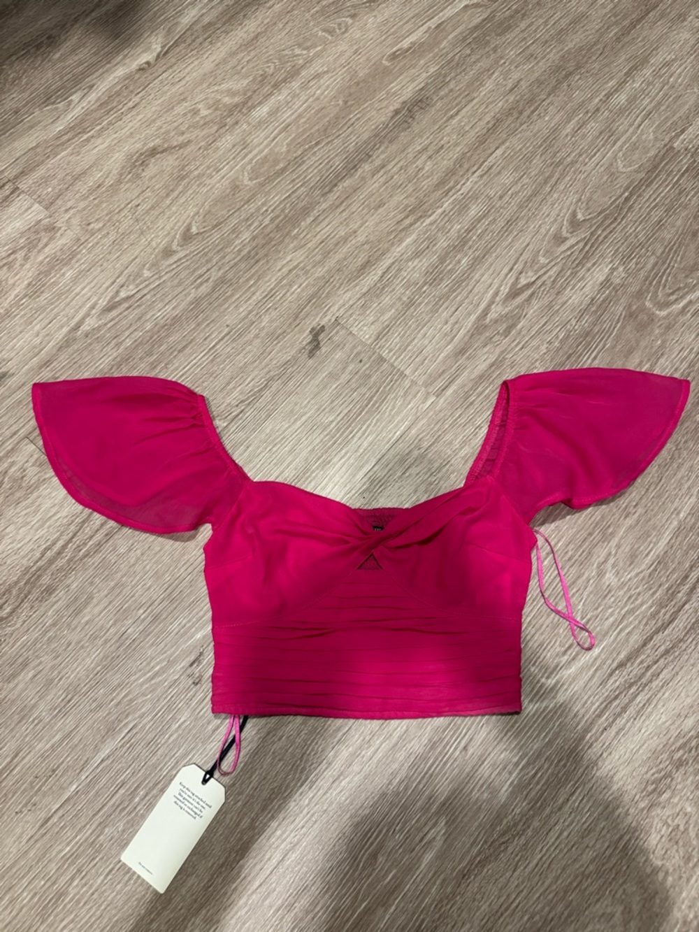 Abercrombie & Fitch Hot Pink Puff-Sleeve Crop Top